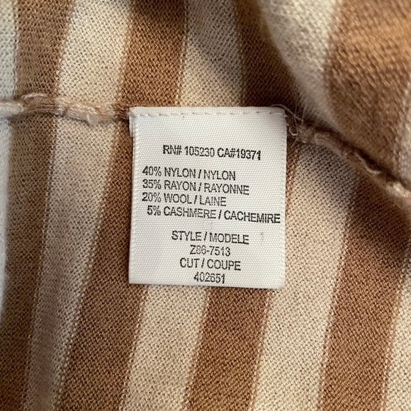 Joie Tan Striped Wool Cashmere Blend Long V-Neck Sweater Tunic Lightweight - Picture 11 of 11